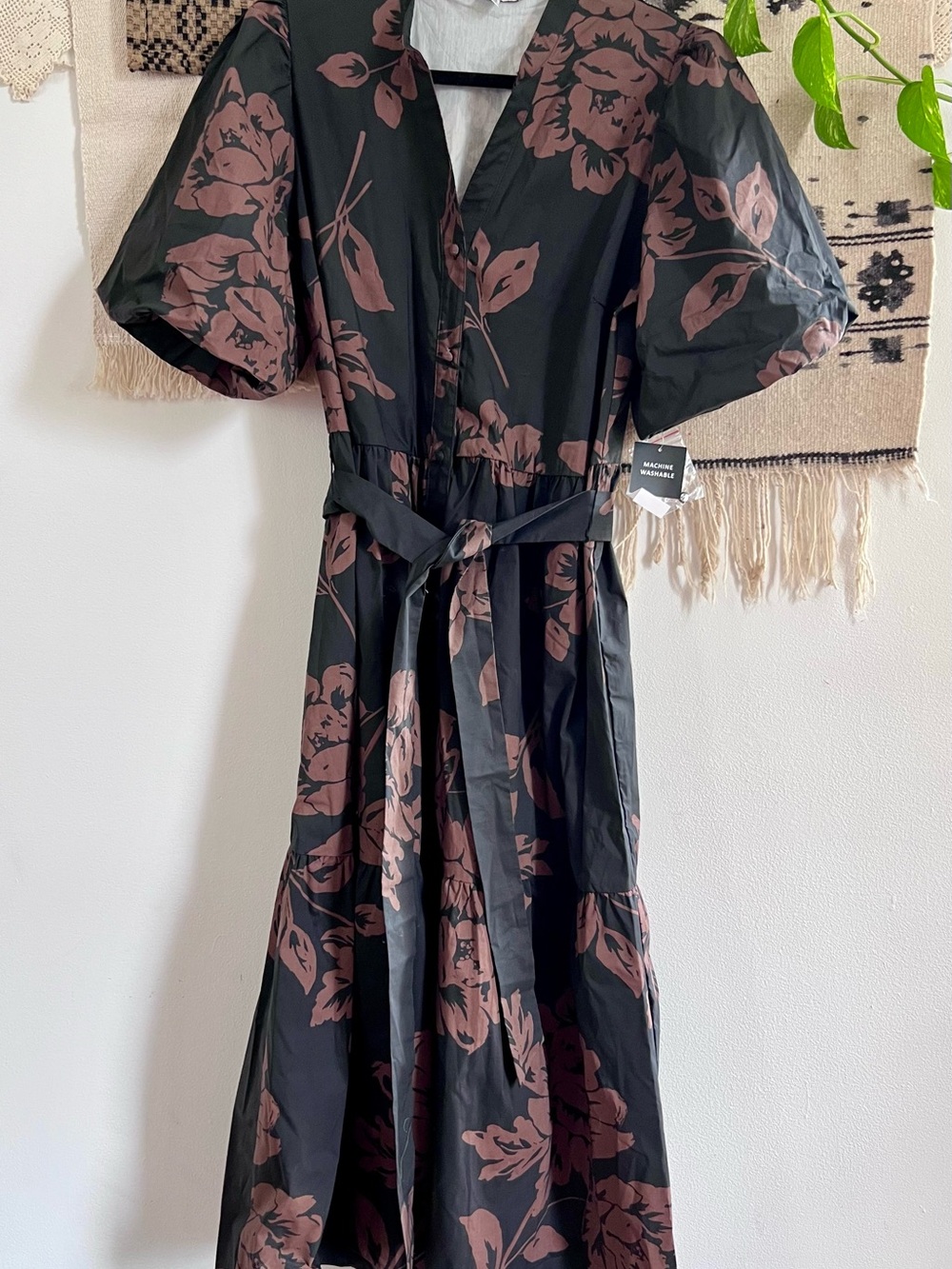 Black and brown maxi dress with floral pattern - Picture 4 of 5